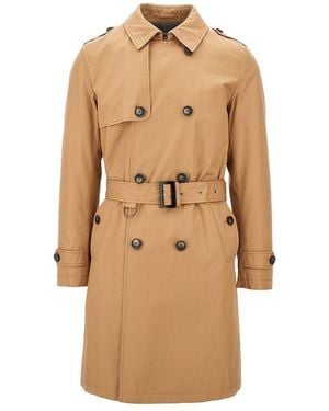 Herno Gabardine Double-Breasted Trench Coat - Natural