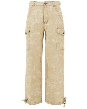 Etro Floral Jacqyard Canvas Cargo Trousers - Natural
