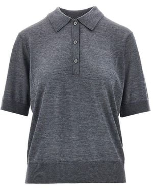 Loulou de Saison 'Migo' Cashmere Polo Shirt - Grey