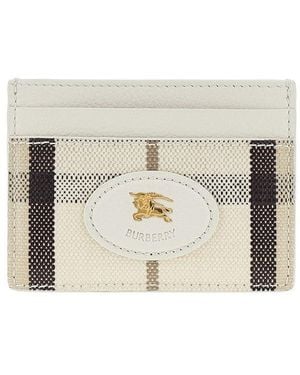 Burberry 'Highlands' Card Holder With Check Motif - Metallic