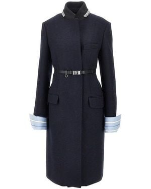 Prada Double Coat With Detachable Cuffs - Blue