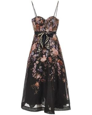 Zimmermann 'Valiant' Organdy Midi Dress - Black