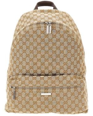 Gucci Tag' Big Backpack - Natural