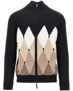 Ballantyne Diamond-Shaped Cashmere Cardigan - Black