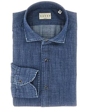 Xacus Washed Denim Tailor Fit Shirt - Blue