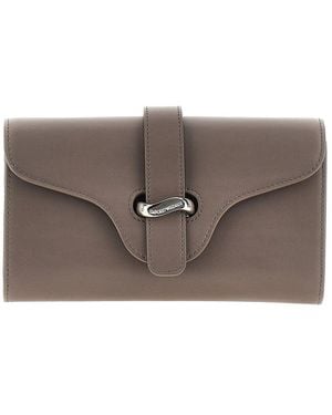 Emporio Armani Leather Clutch With Chain - Brown