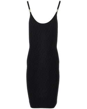 Versace Jacquard Knit Knee-Length Dress - Black