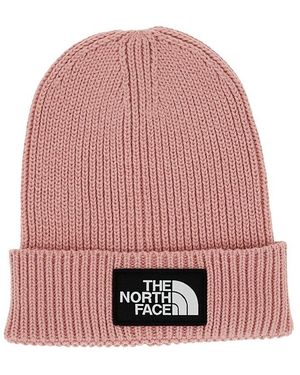 The North Face Logo Patch Beanie Hat - Pink