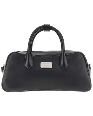 Emporio Armani Nappa Leather Medium Bowling Bag - Black