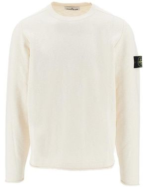 Stone Island Cotton-Blend Crewneck Jumper - White