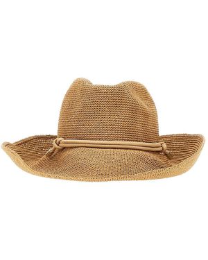 Emporio Armani Woven Paper-Yarn Hat Emporio Armani Cream Hat Linen, Polyester, Paper Yarn in  main image 4