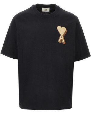 Ami Paris T-Shirt Con Patch De Coeur' - Nero