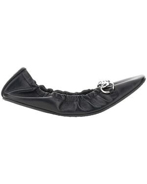 Gucci 'Prima' Leather Ballerinas With Horsebit - Black