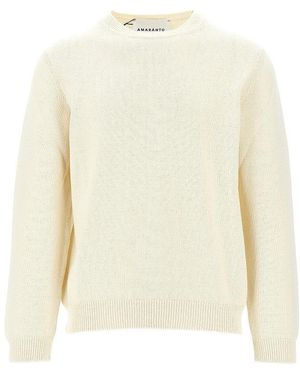 Amaranto Cotton Jumper With Distressed Finishes - White