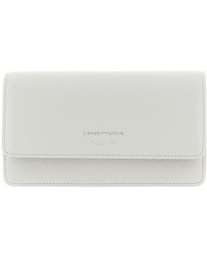 Emporio Armani Grained Leather Clutch With Chain - White