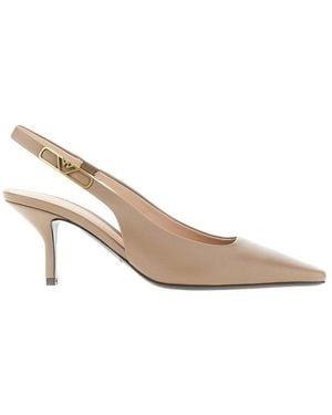 Emporio Armani Nappa Leather Slingback Pumps - Metallic