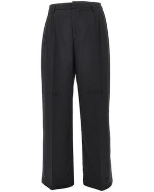 THESTROY Distressed Twill Trousers With Darts - Black