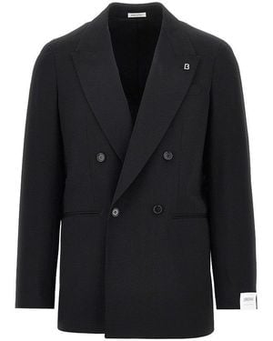 BRERAS Milano 'Arezzo' Wool-Blend Double-Breasted Jacket - Black