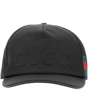 Gucci Baseball Cap With Embossed Logo - Black