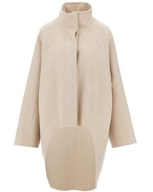 Alaïa Cashmere Asymmetrical Coat - Natural