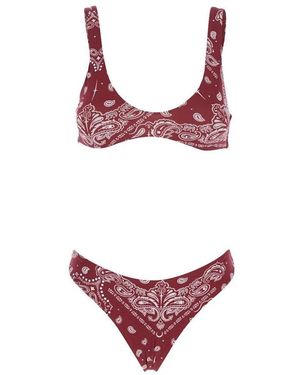 VENUJA Strass-Embellished Bandana Print Bikini - Red