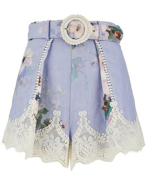 Zimmermann 'Everley' Linen Shorts - Blue