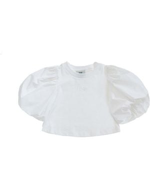 Fendi Cropped T-Shirt With Balloon Sleeves Kids 12 - White