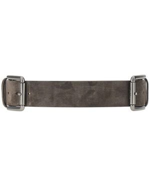 Max Mara Double Buckle Suede Leather Belt - Grey