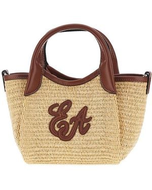 Emporio Armani Synthetic Raffia Mini Shopping Bag - Brown