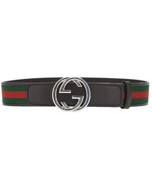 Gucci Reversible Belt With Interlocking Gg Buckle - Black