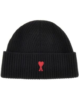 Ami Paris De Coeur' Wool Beanie Hat - Black