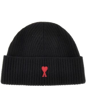 Ami Paris De Coeur' Wool Beanie Hat - Black