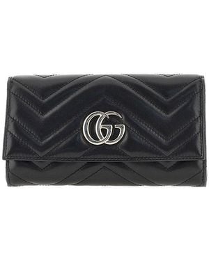 Gucci Leather Gg Marmont Wallet - Black
