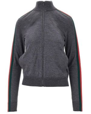 Gucci Wool Knit Full-Zip Jacket - Blue