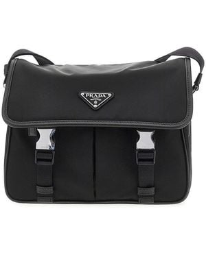 Prada Re-Nylon And Saffiano Leather Crossbody Bag - Black