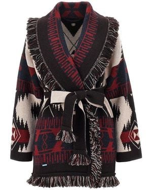 Alanui Icon Jacquard Wool Cardigan - Brown