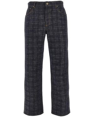 Burberry Check Denim Loose Fit Jeans - Blue