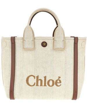 Chloé Rafia-Effect Fabric Small 'Chloé Carry' Tote - Natural