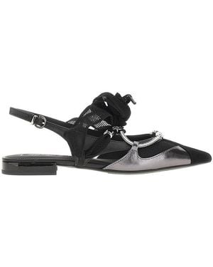 Pinko Leather And Mesh Slingbacks - Black