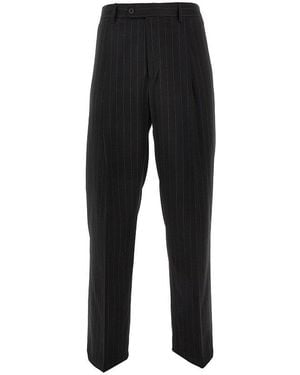 MARSĒM Pinstriped Twill Pants With Darts - Black