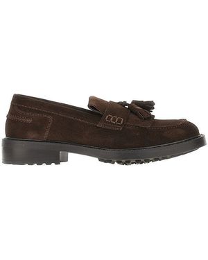 JUAN LACARCEL BY CALCE Suede Leather Loafers With Tassels 41 - Brown
