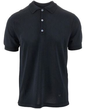 Emporio Armani Viscose Knit Polo Shirt - Black