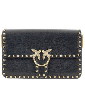 Pinko Small 'Love One Slouchy' Bag With Studs - Black