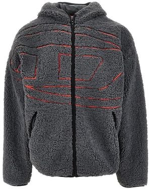 DIESEL 'Zat' Teddy Fleece Blouson Jacket - Grey