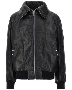 Rick Owens 'Dracuflight' Leather Bomber Jacket - Black