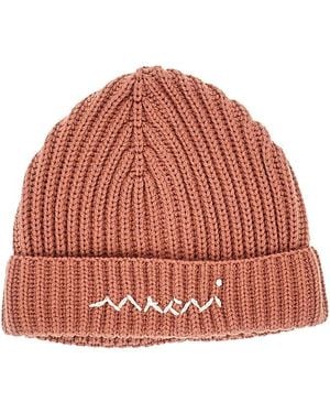 Marni Logo Embroidery Wool-Blend Beanie Hat Kids - Red