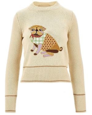 Valentino Pullover Ricamato 'Le Chien De La Maison' Donna - Bianco