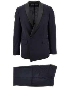 MARSĒM Wool-Blend Suit With Satin Lapel - Blue