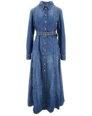 Ganni Denim Long Shirt Dress - Blue