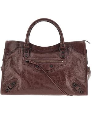 Balenciaga Arena Leather Medium 'Le City' Bag - Brown